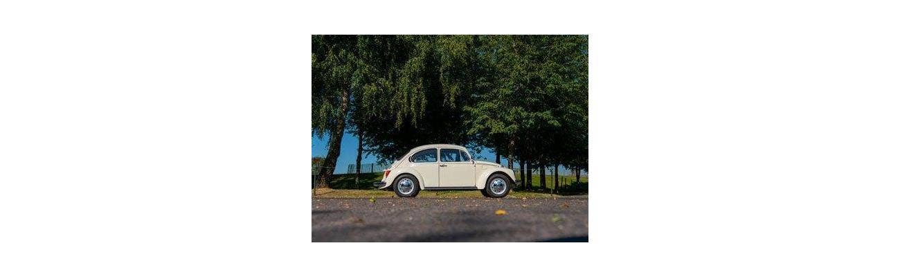 White 1974 VW Beetle side shot