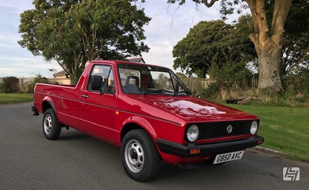 Original Red Volkswagen Caddy Mk1 front 3/4 