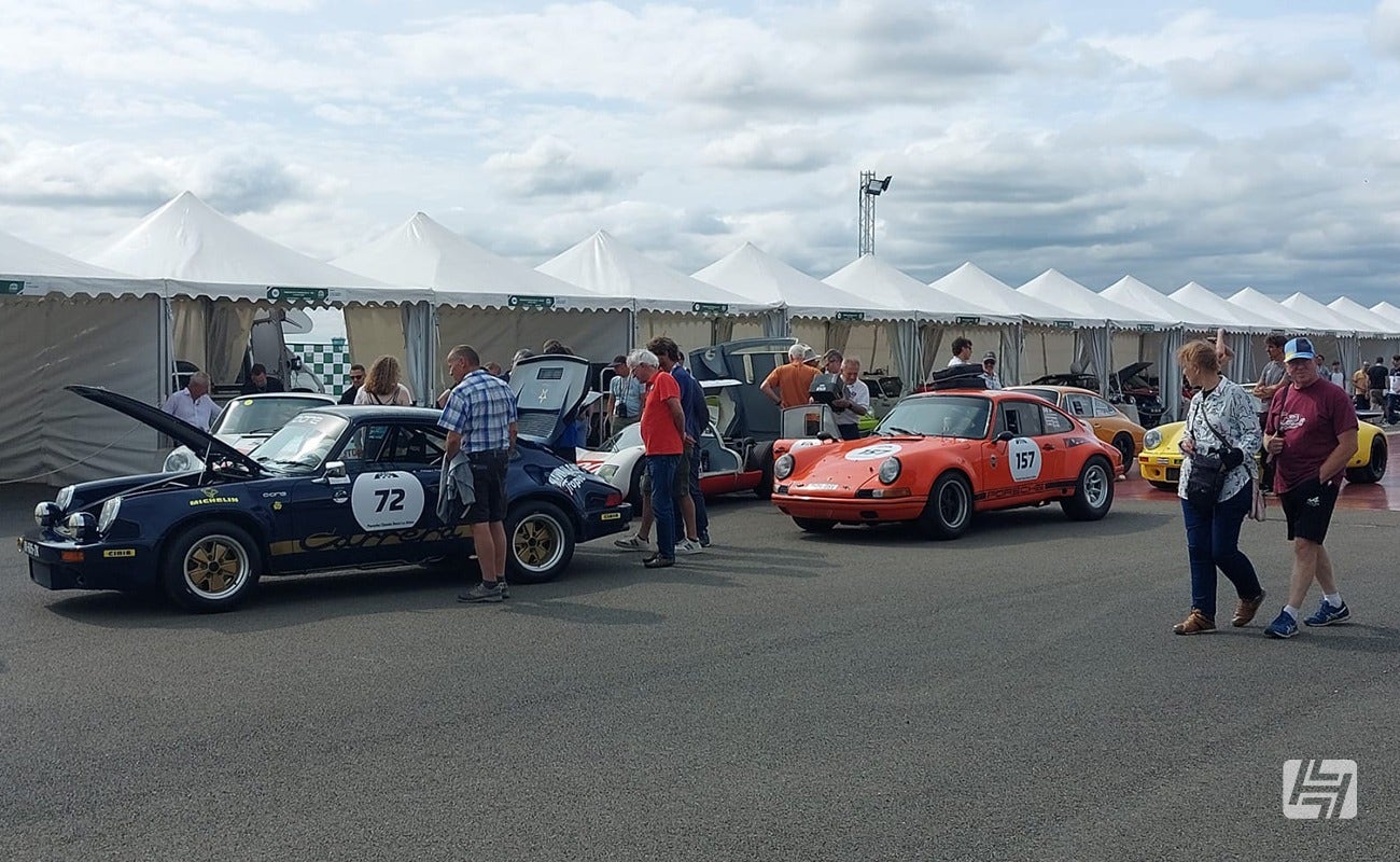Le Mans Classic 2023 Porsche race cars in paddock