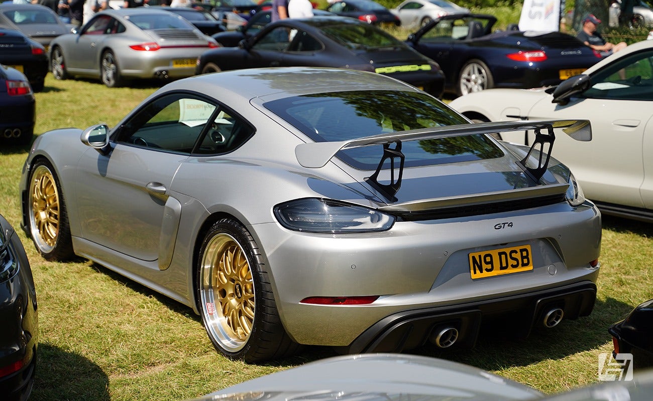 Silver Porsche Cayman GT4 at Simply Porsche 2023