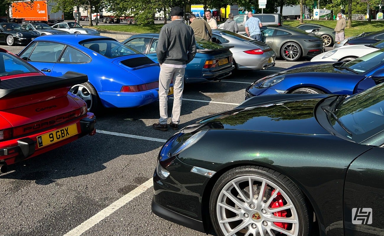 Stuttgart South gathering at services en-route to Simply Porsche 2023