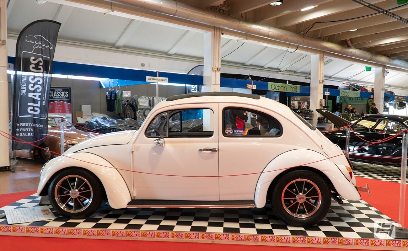 Greg Aronson white Cal Look VW Beetle at Volksworld Show