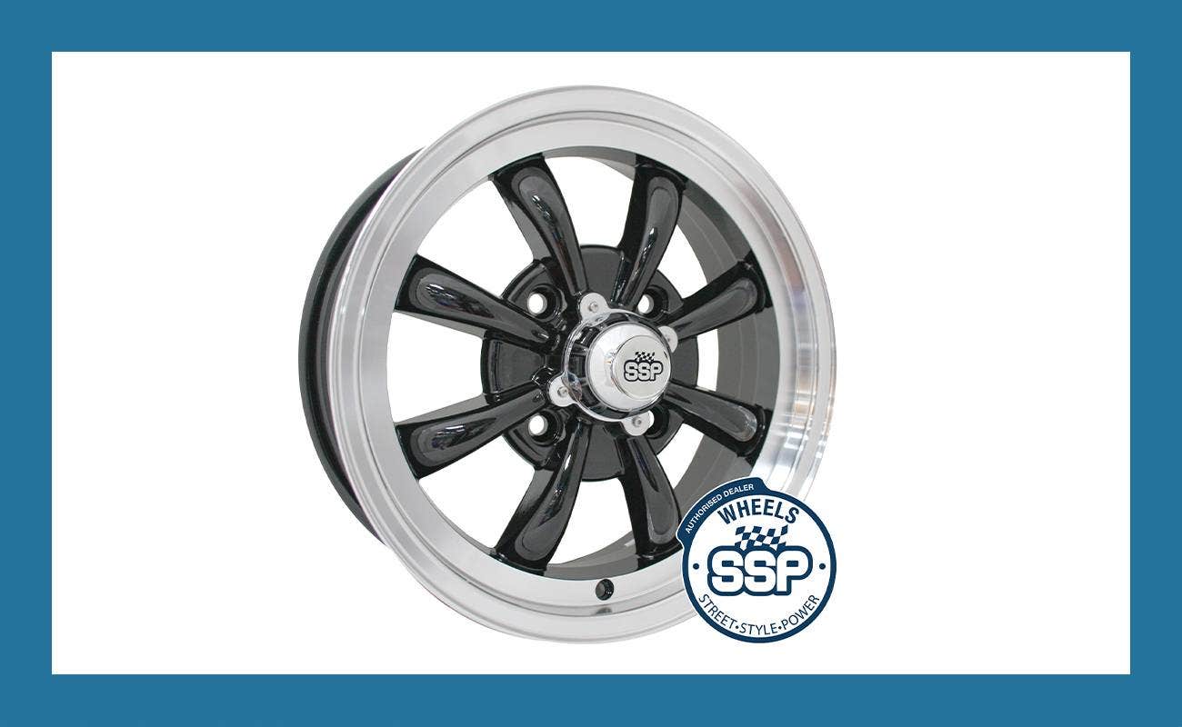 SSP GT 8 Wheel, Black with Polished Lips