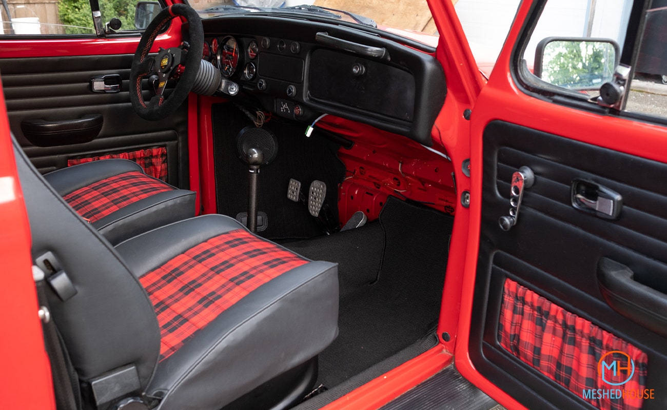 Dave Hord's red VW Beetle interior