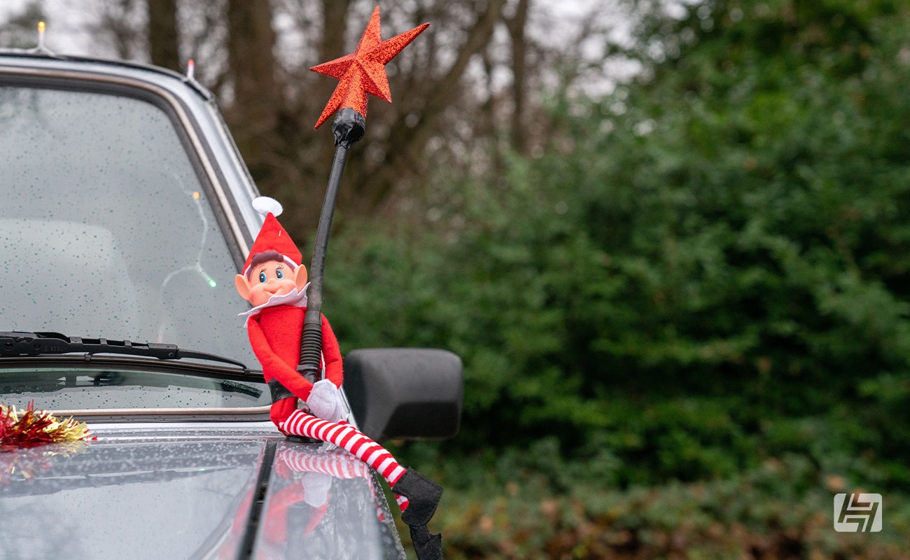 Mk1 Golf with elf and star on the radio aerial 