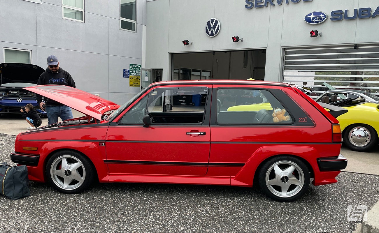 Long Island VW Club Show red Mk2 VW Golf GTI with Kamei X1 body kit side profile