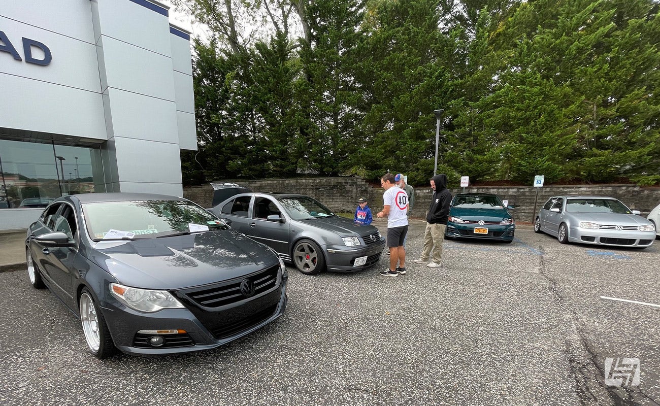 Long Island VW Club Show carpark with VW Passat and Jetta