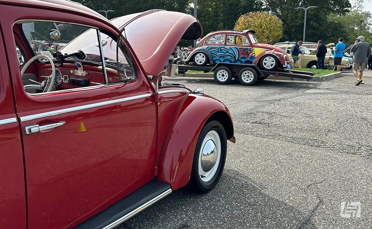 Red VW Beetle Long Island VW Club Show carpark