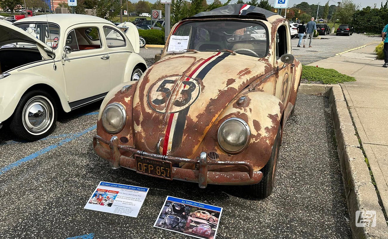 Long Island VW Club Show carpark with original film Herbie 