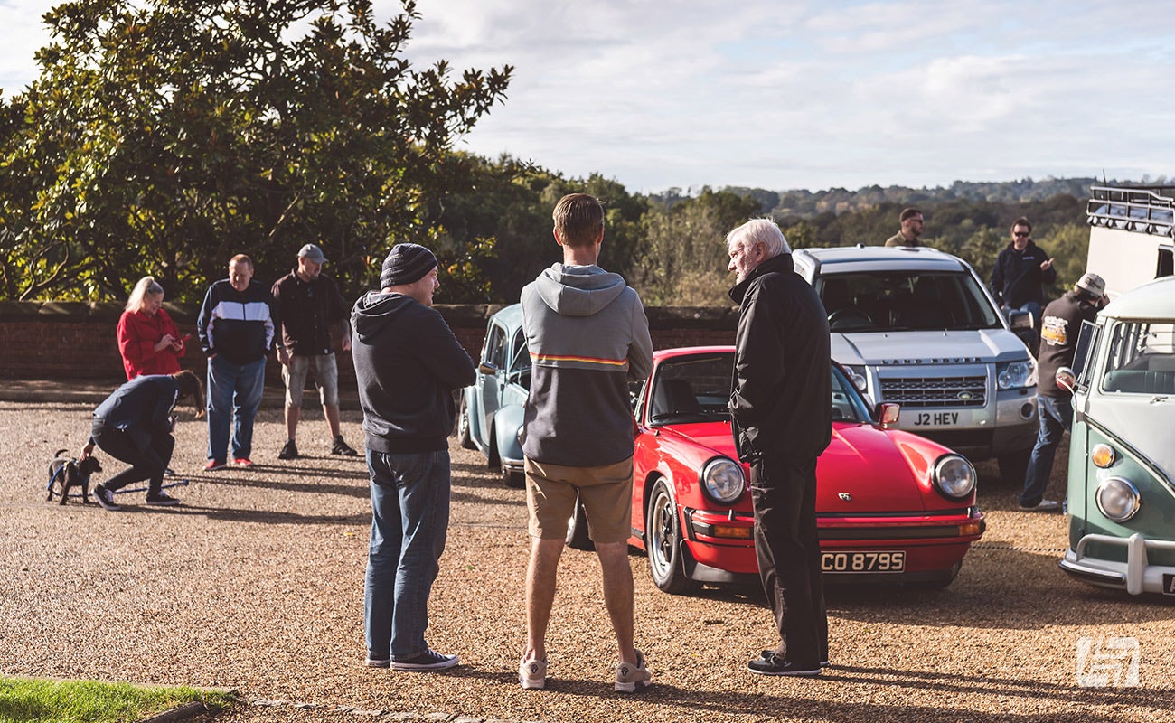 Chatting cars at Heritage Parts Centre photoshoot Ardingly 2023