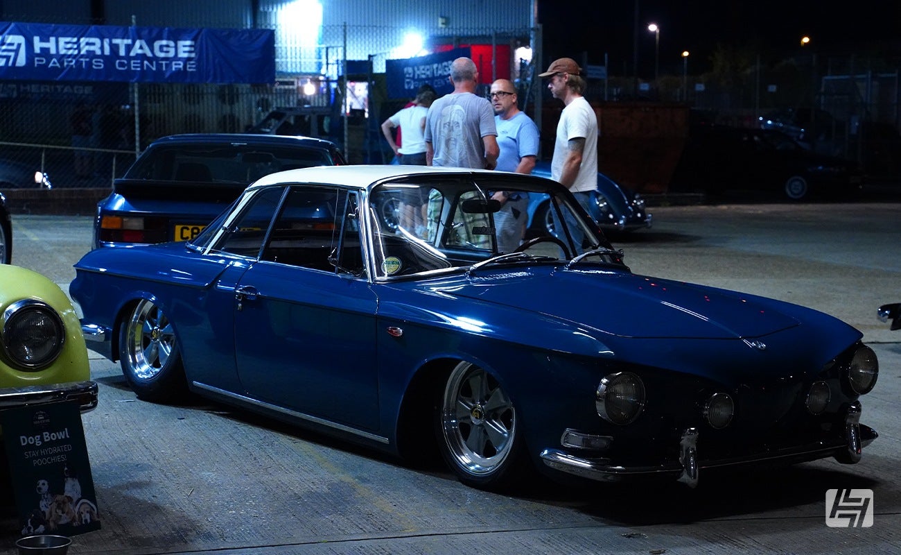 Heretics at Heritage Parts Centre September 2023 blue T24 Karmann Ghia