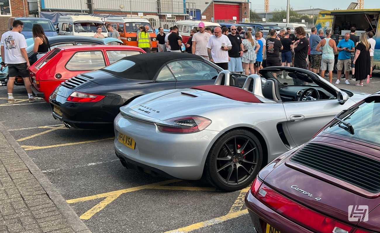 Heretics at Heritage Parts Centre September 2023. Porsche 993, 997, 981 Boxtser