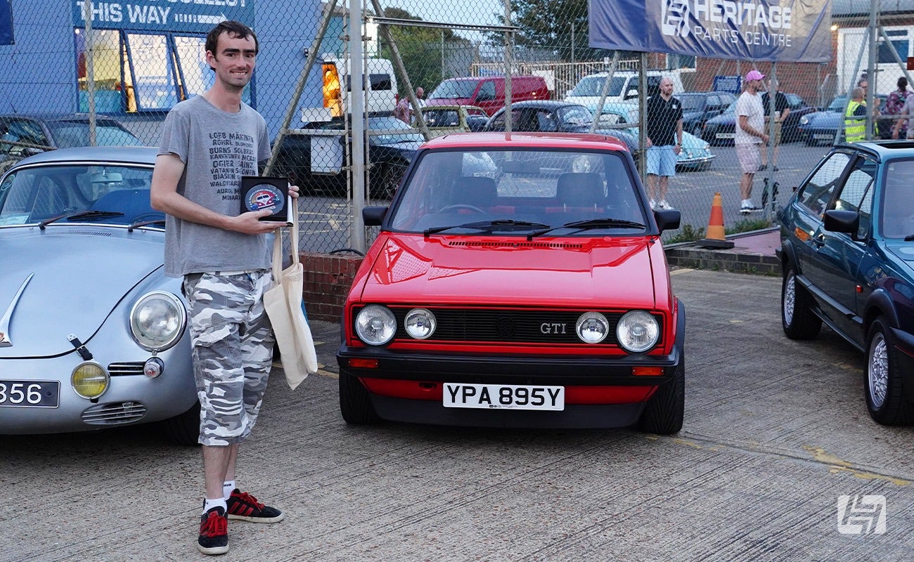 Mars Red Mk1 Golf GTI. Heretics at Heritage Parts Centre September 2023. Peoples choice winner. 