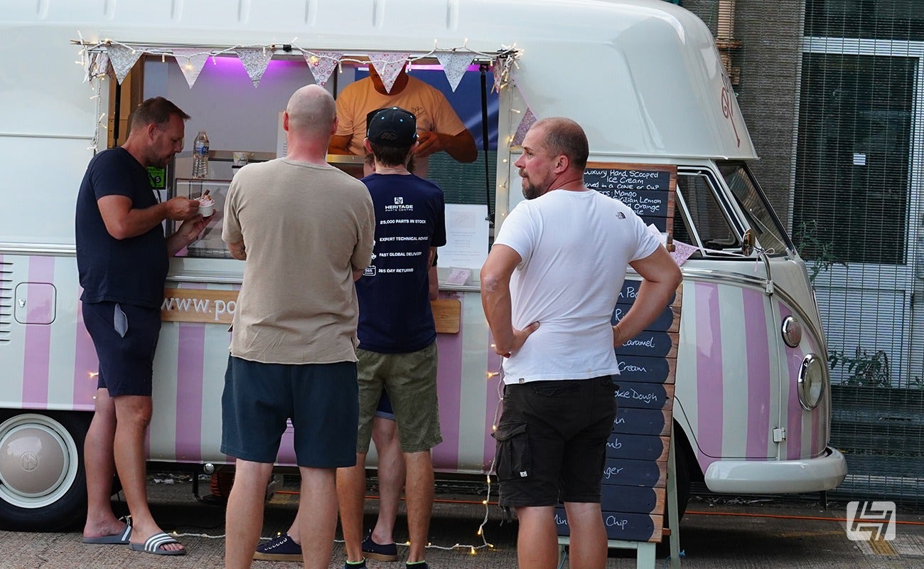 Heretics at Heritage Parts Centre September 2023. Polly's Parlour Ice Cream Truck