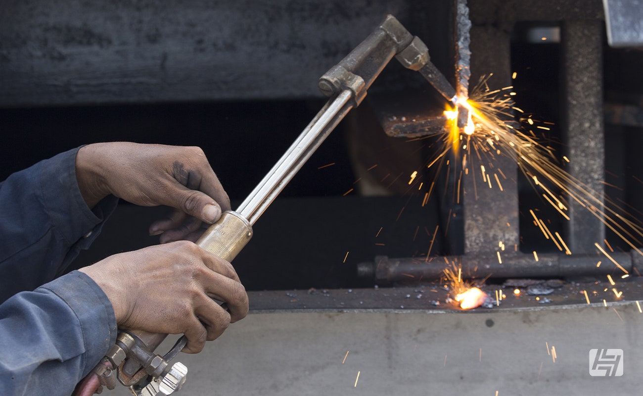 Oxy Acetylene welding and cutting in action 