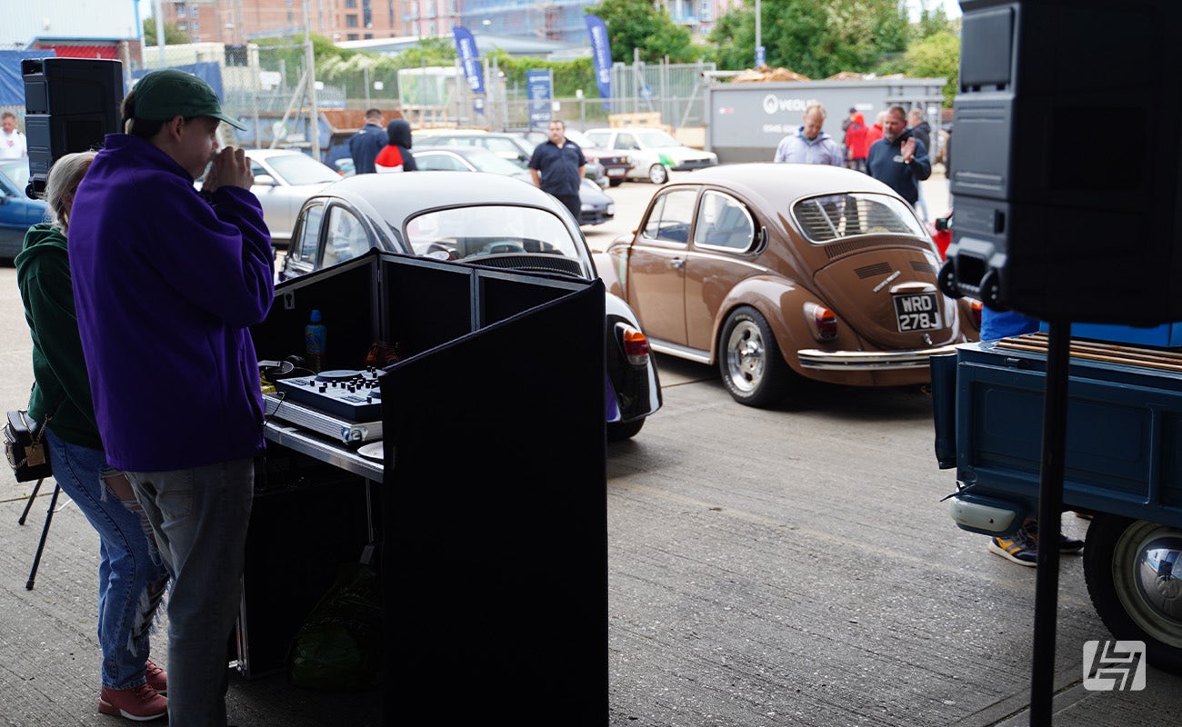 DJ Simon Mole at Heretics VW and Porsche enthusiast event August 2024