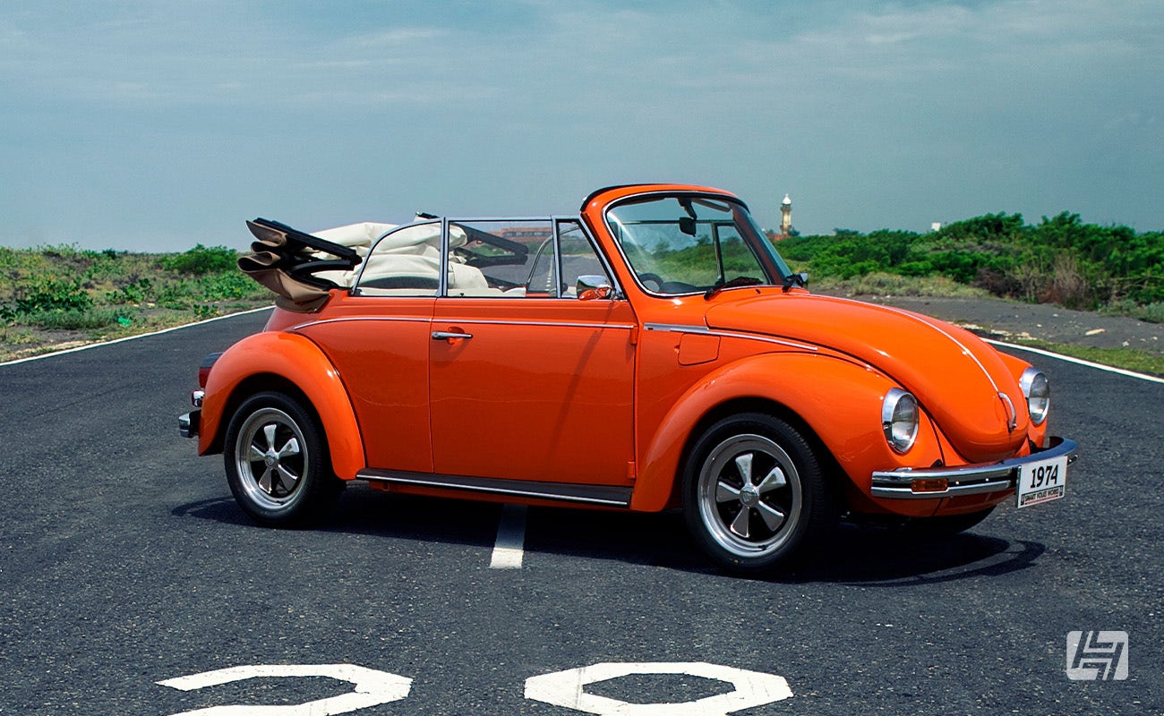 Orange VW Beetle 1303 Cabriolet