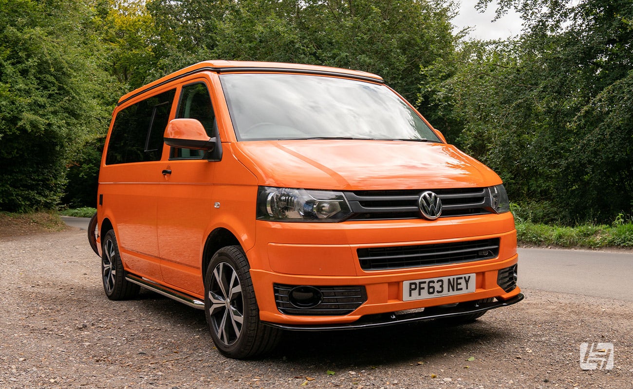 Orange VW T5 with T5.1 facelift