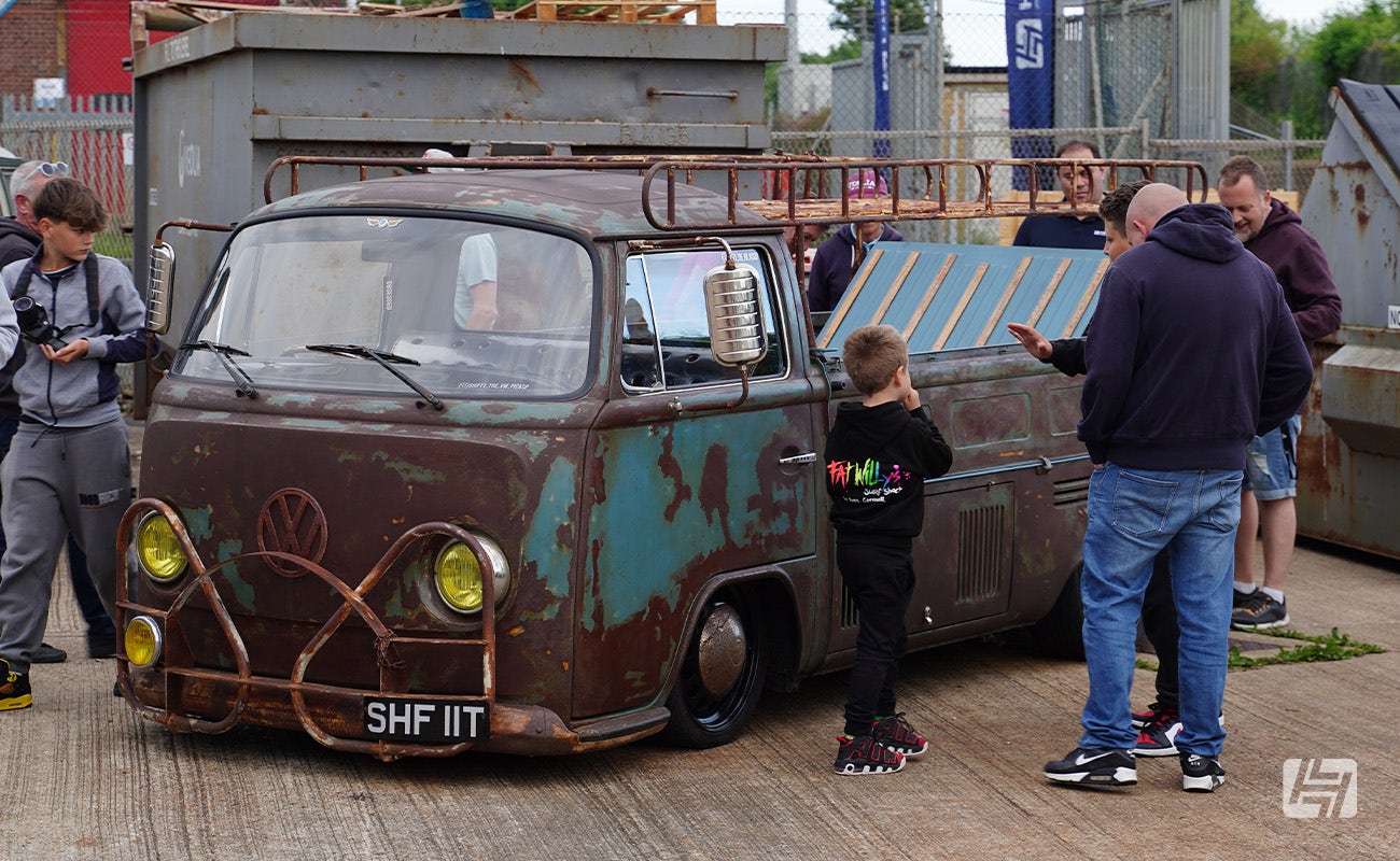 Rat Look VW Bay Window Single Cab at Heretics VW and Porsche enthusiast meeting at Heritage Parts Centre
