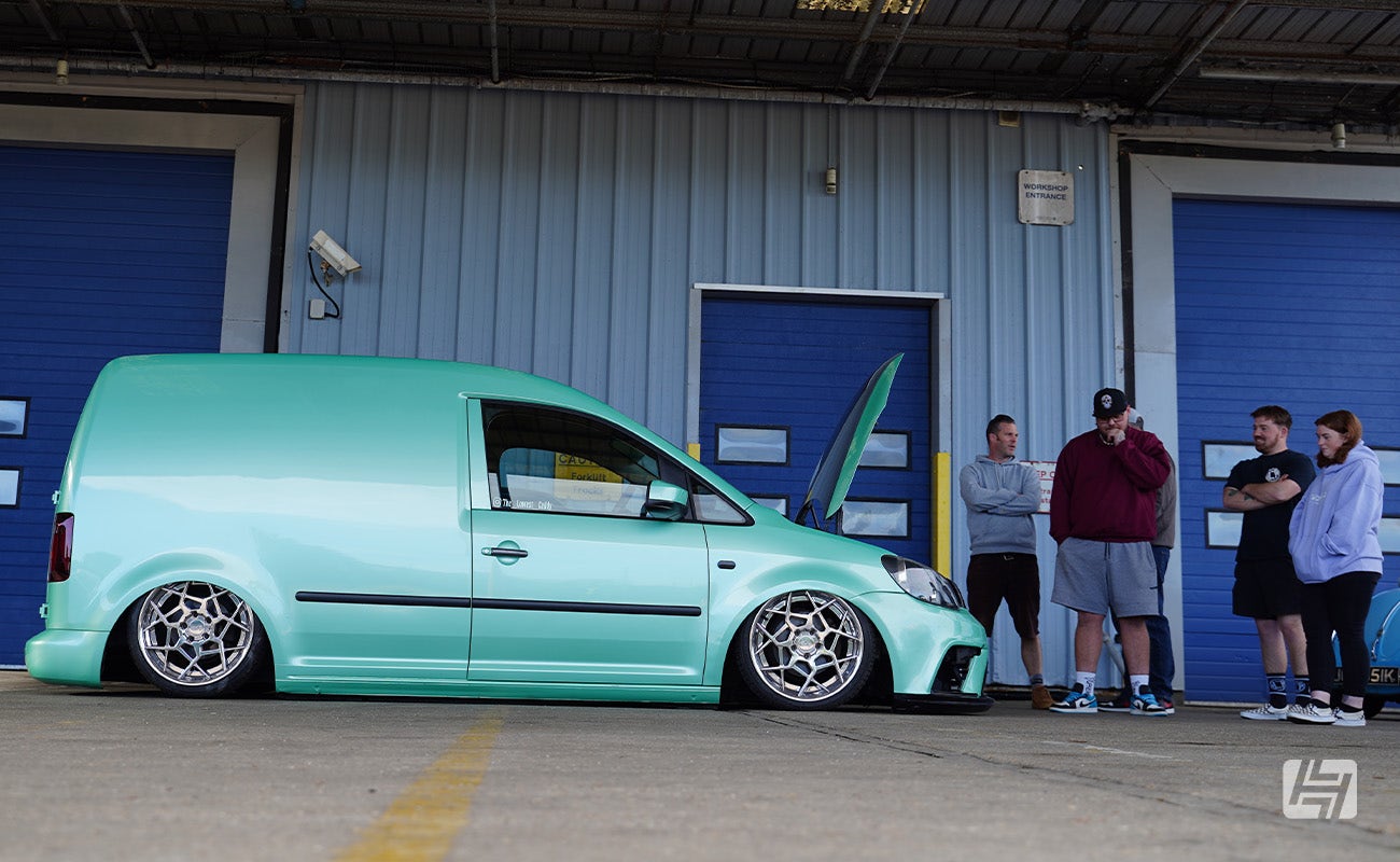 Slammed VW Caddy at Heretics VW and Porsche enthusiast meeting at Heritage Parts Centre
