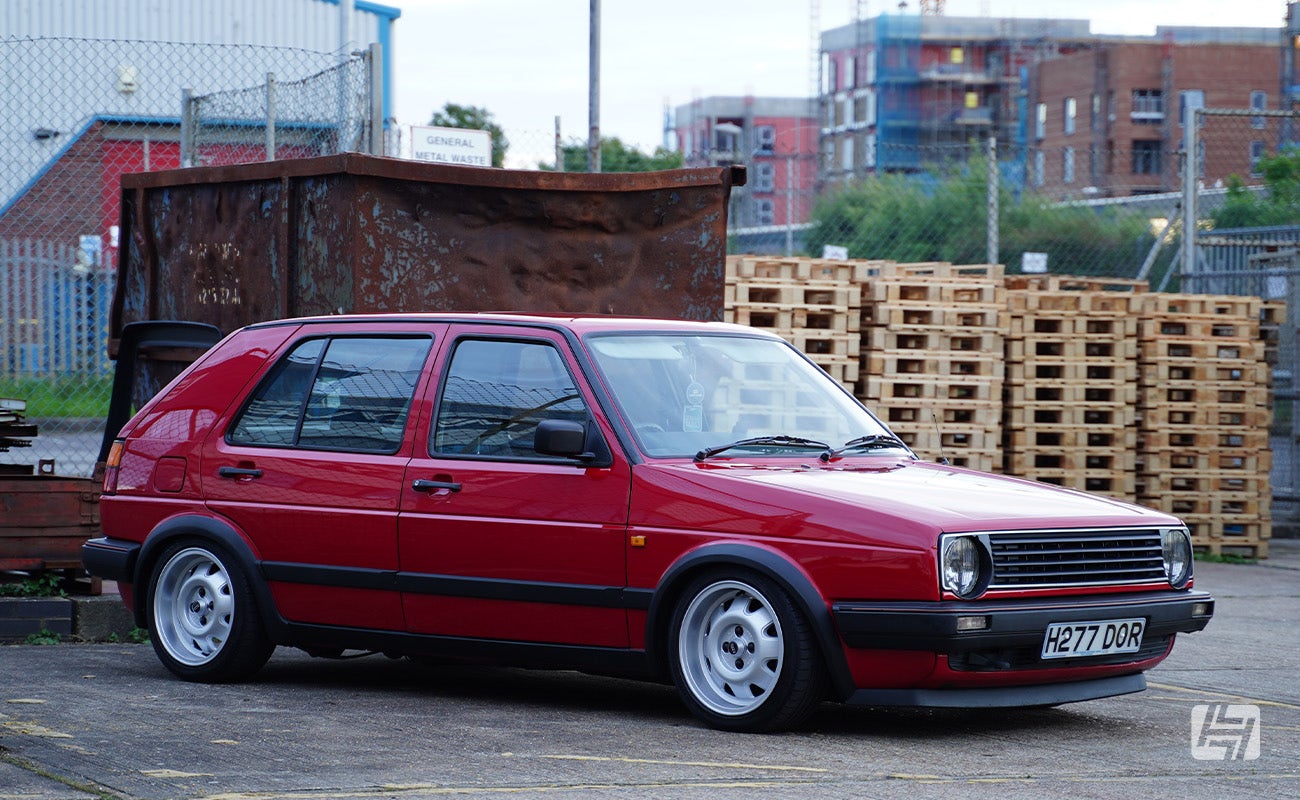 Red Mk2 Golf at Heretics VW and Porsche enthusiast meeting at Heritage Parts Centre