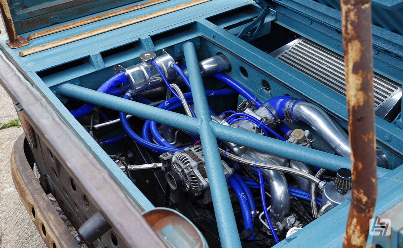 Subaru Turbo engine in VW Pick Up at Heretics VW and Porsche enthusiast meeting at Heritage Parts Centre