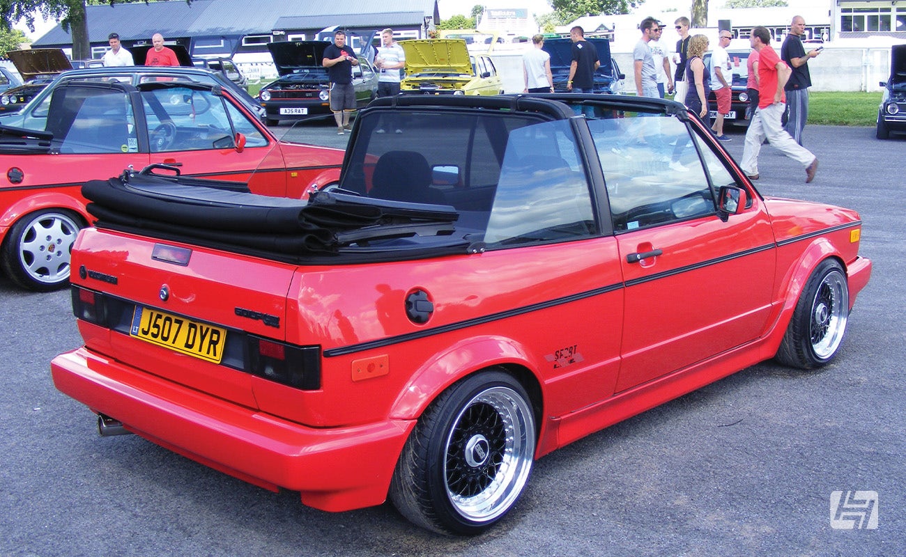 Red VW Golf Mk1 Cabriolet Sportline at an event