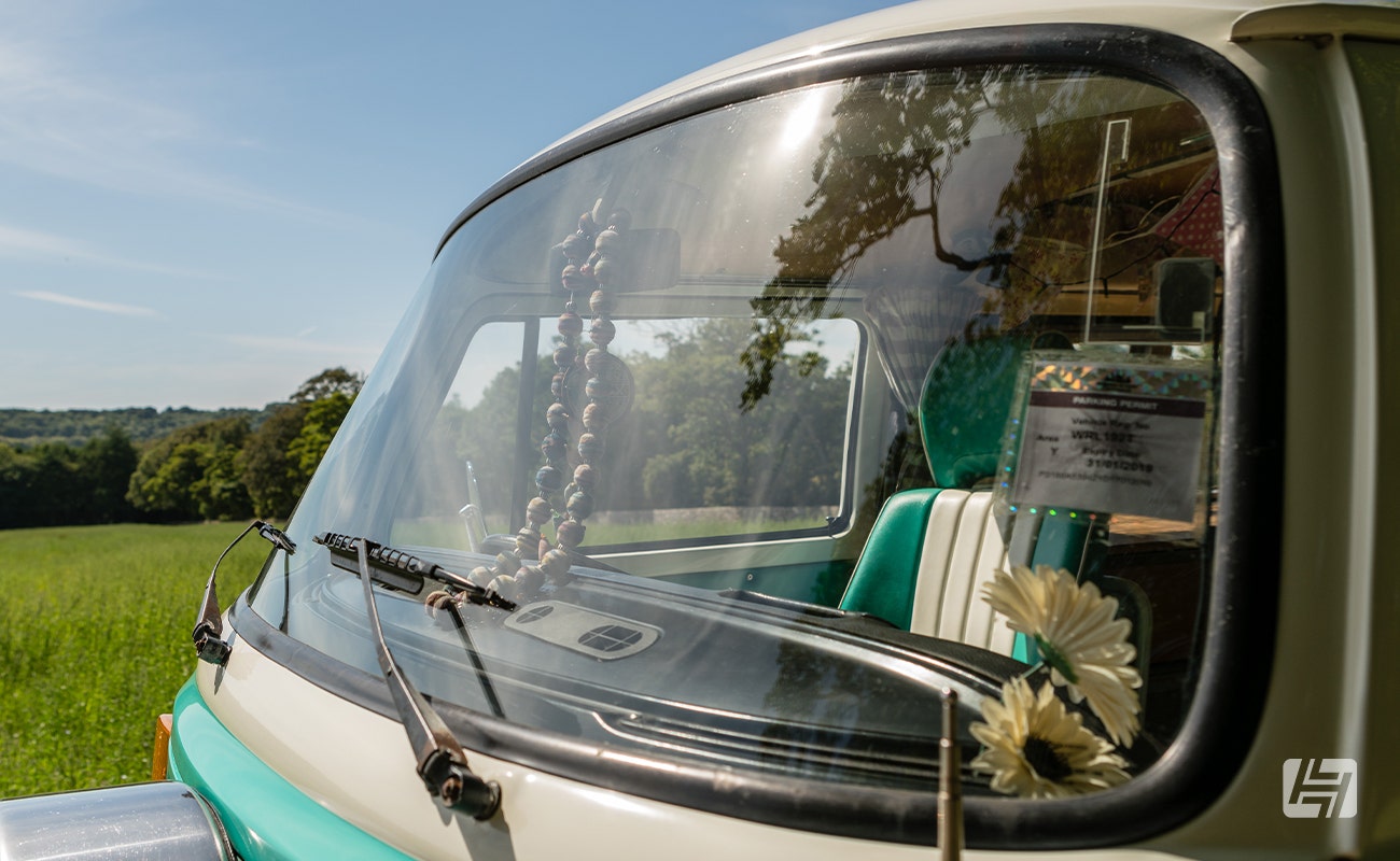 VW Bay Window windscreen close up