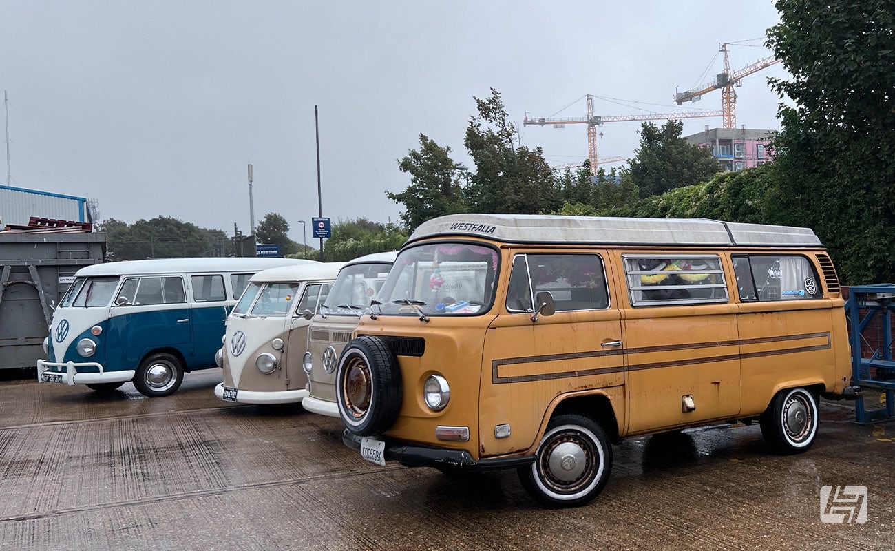 Aircooled VW Busses at Heretics September 2024 meet at Heritage Parts Centre