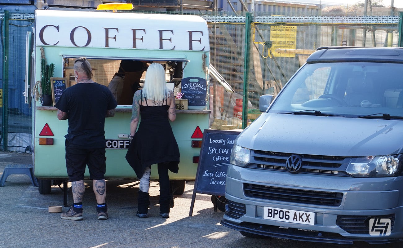 Little Vintage Tin Coffee Caravan at Heretics April 2025 Meeting at Heritage Parts Centre