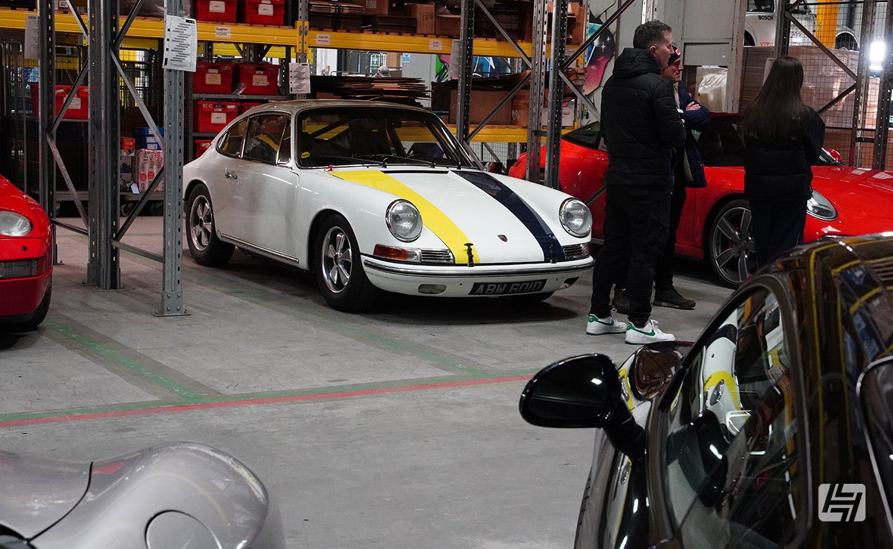 1965 Porsche 911 at Heritage Parts Centre 9Werks warehouse meet