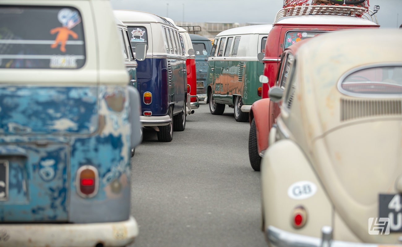 Convoy of aircooled Volkswagen vehicles