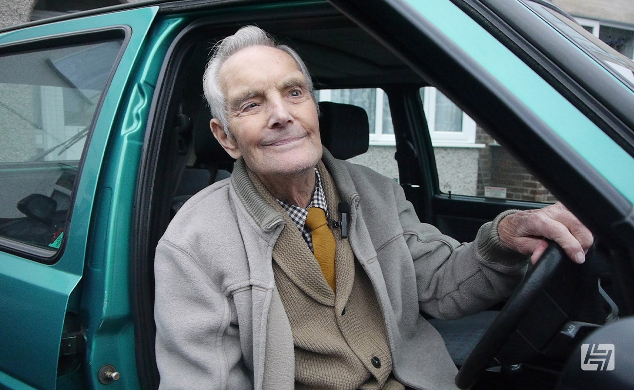 Mr Bendon at the wheel of his Montana Green VW Golf Mk2