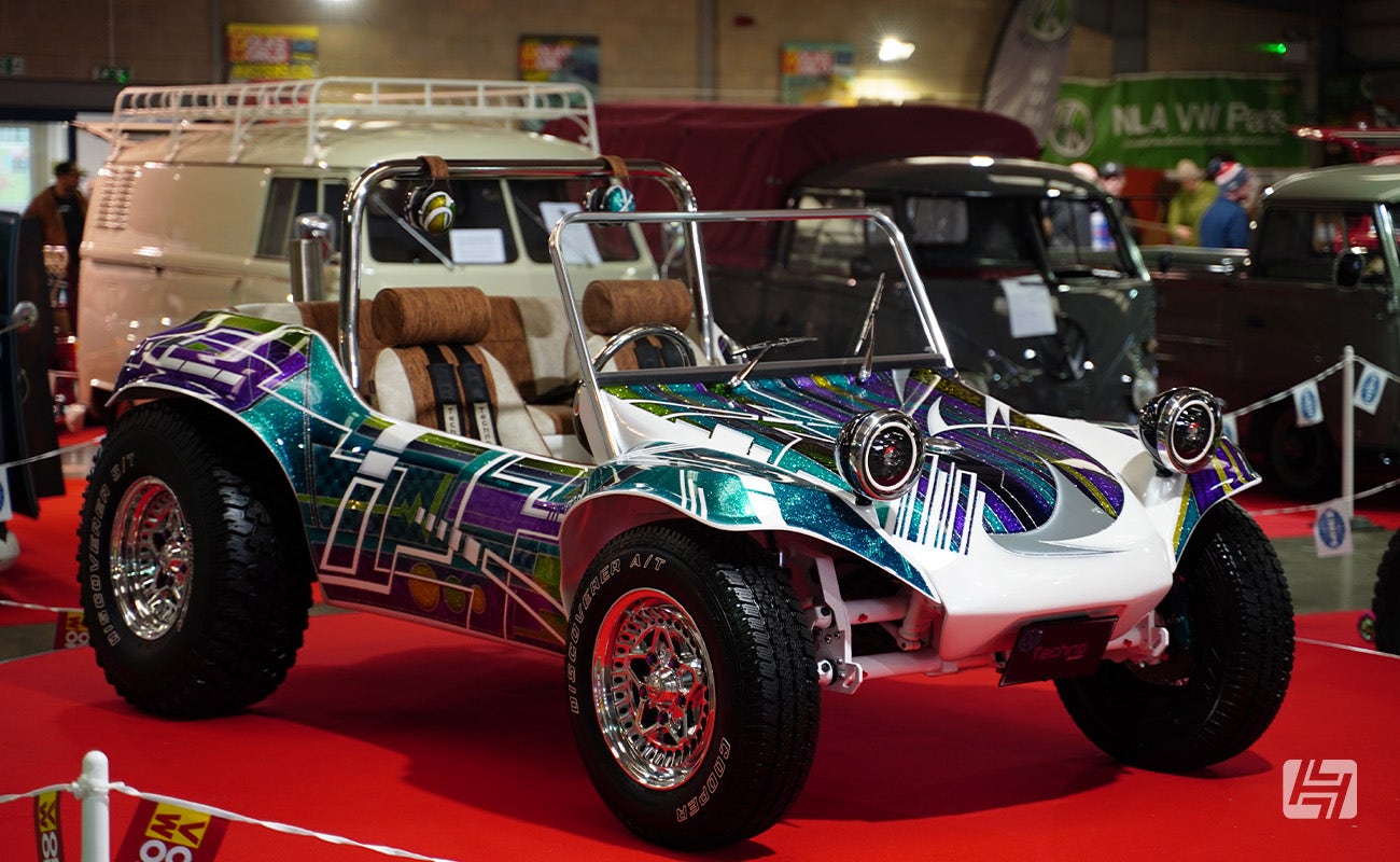 Custom VW Beach Buggy with colourful paint at Volksworld 2025