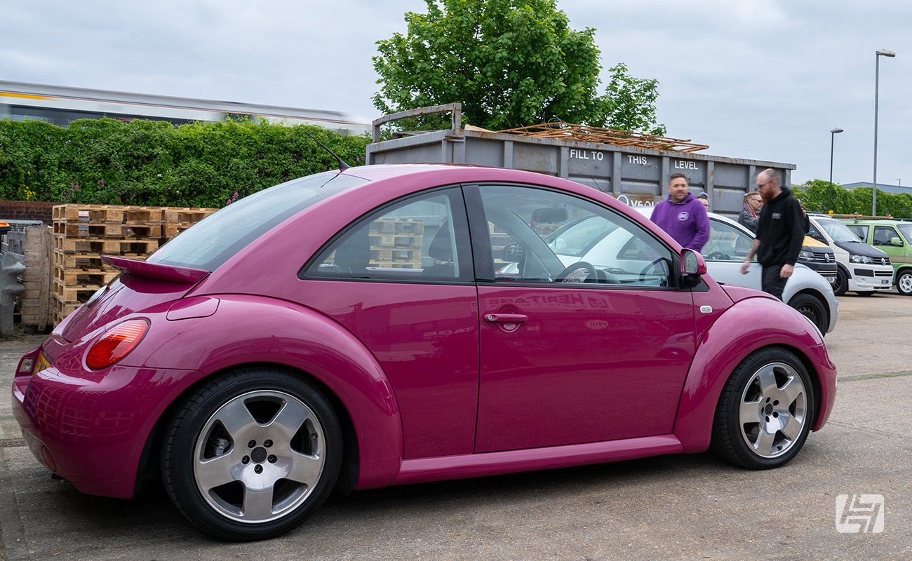 Rubystone VW New Beetle at Heretics enthusiasts meet at Heritage Parts Centre May 2025