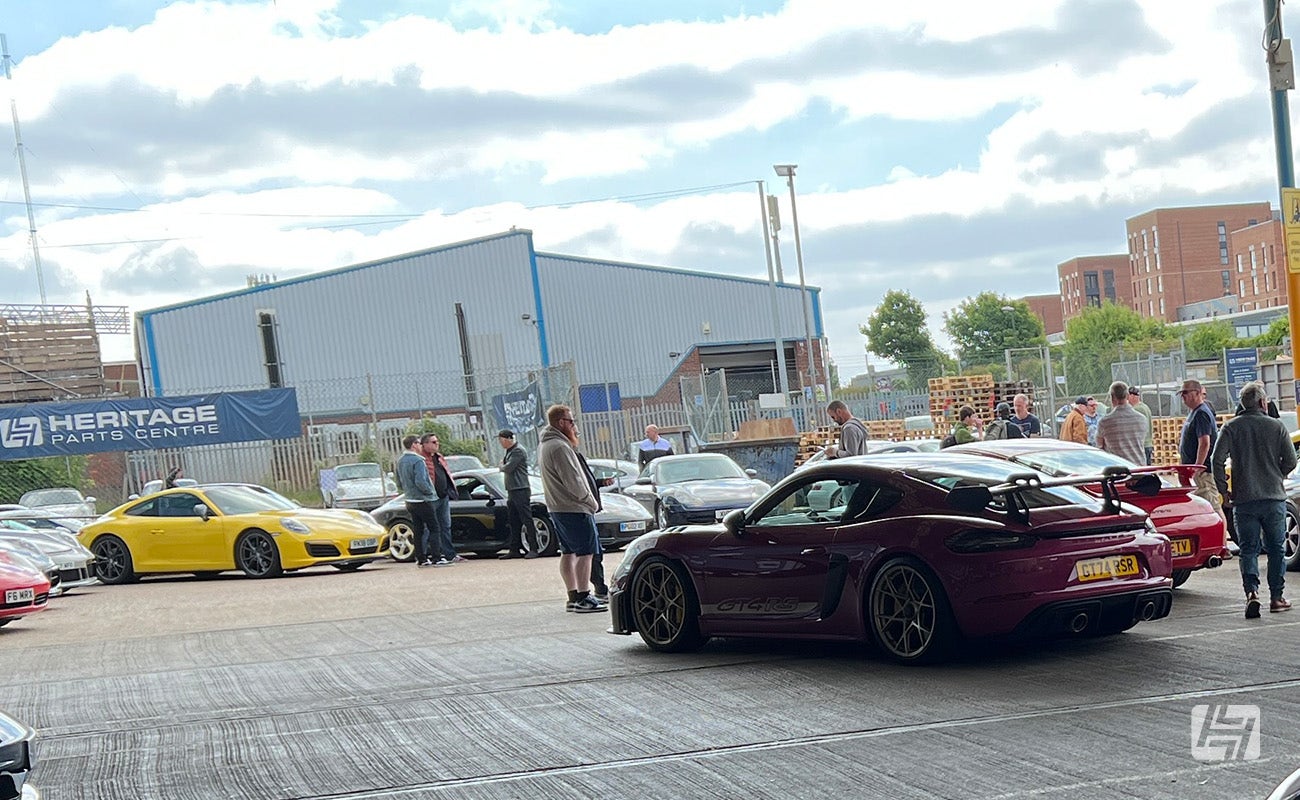 Porsche breakfast meeting at Heritage Parts Centre with Stuttgart South and Legends Drivers Club, May 2025