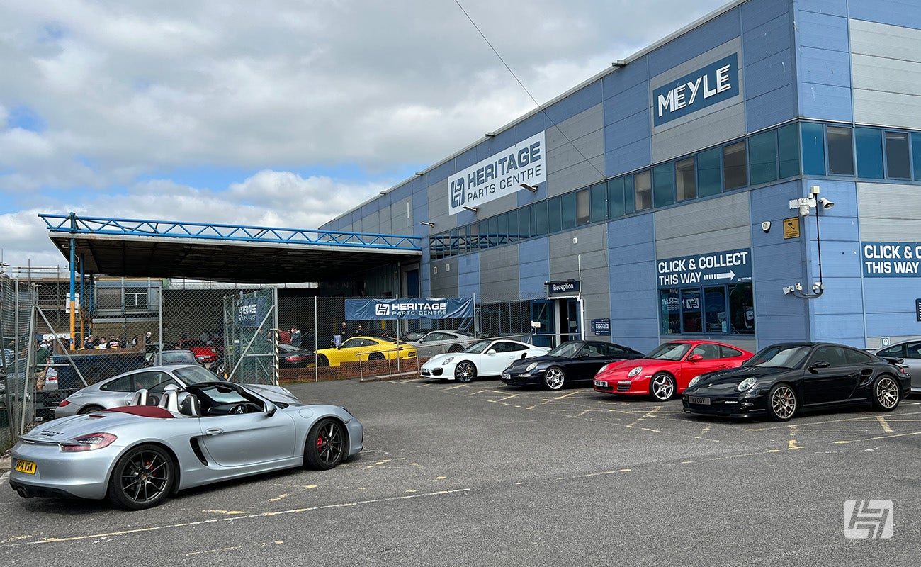 Porsche breakfast meeting at Heritage Parts Centre with Stuttgart South and Legends Drivers Club, May 2025