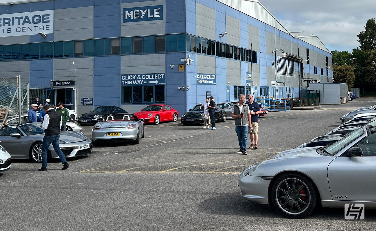 Porsche breakfast meeting at Heritage Parts Centre with Stuttgart South and Legends Drivers Club, May 2025