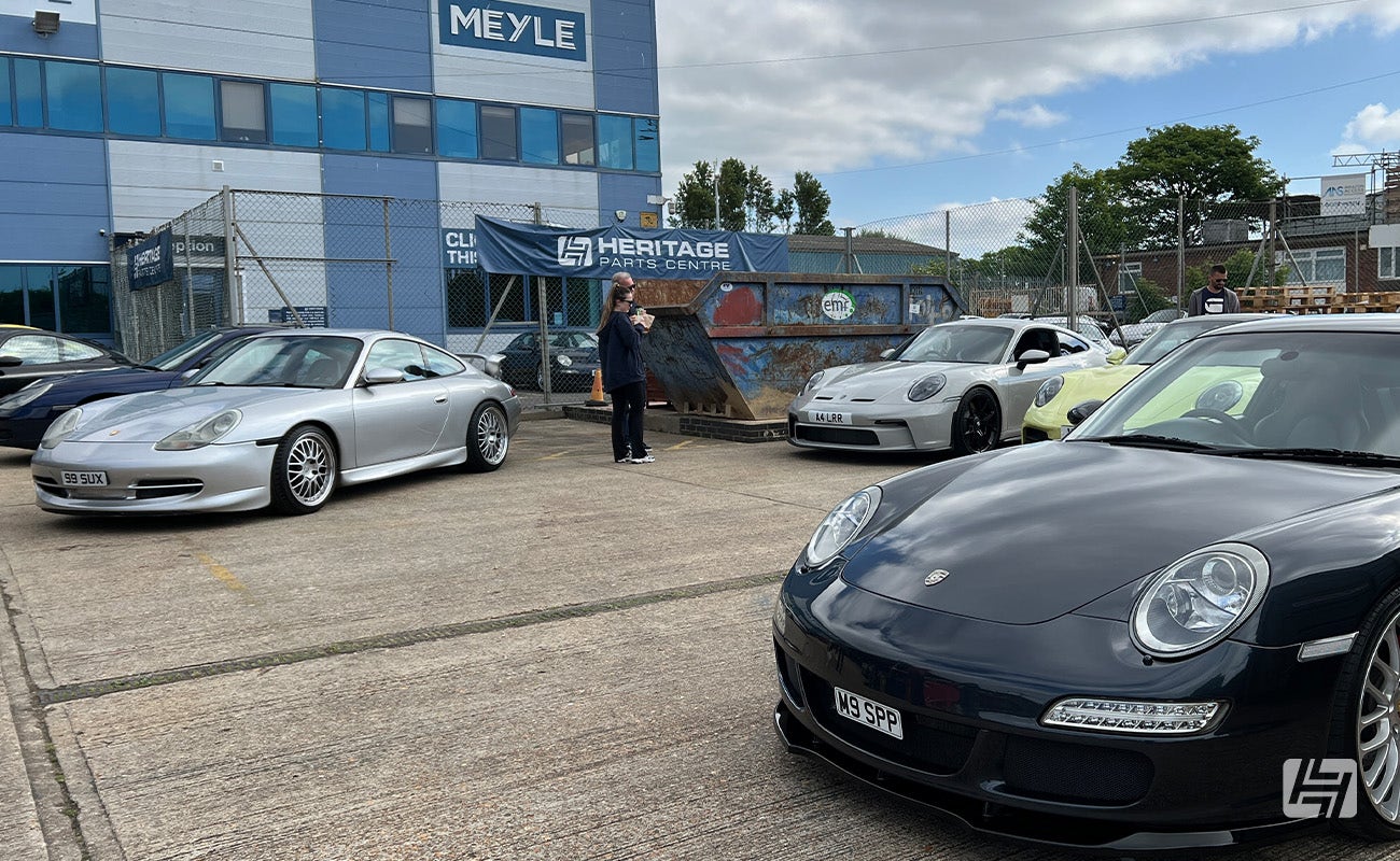Porsche breakfast meeting at Heritage Parts Centre with Stuttgart South and Legends Drivers Club, May 2025