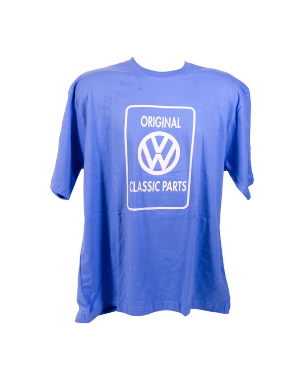 Ladies T-Shirt, Blue with White Classic Parts Logo, Medium 