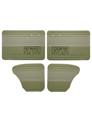 Door Card Set with Pockets in Two Tone Pea-Green and Off White OEM Vinyl fits Beetle