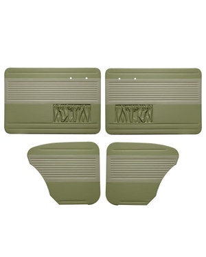 Door Card Set with Pockets in Two Tone Pea-Green and Off White OEM Vinyl  fits Beetle