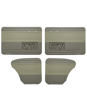 Door Card Set with Pockets in Two Tone Grey and Off White OEM Vinyl fits Beetle