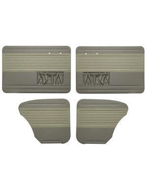 Door Card Set with Pockets in Two Tone OEM Vinyl Grey and Off White  fits Beetle