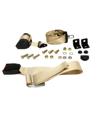 Front Seat Belt 3 Point Inertia with Modern Buckle and Cream Webbing for Bench Seat