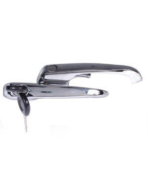 Exterior Locking Door Handles with Matching Keys Chrome Pair  fits T2 Bus