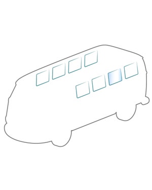 Side Glass for Pop-Out Type Window  fits Split Bus