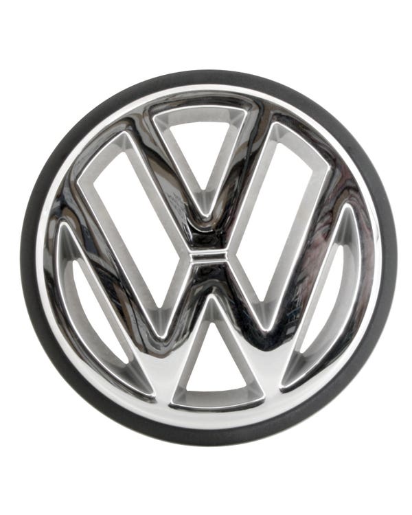 Frontgrill, VW-Emblem, Chrom mit schwarzem Rand  fits Golf 2,Bus T4,Golf 1 Cabriolet,Golf 3,Golf 3 Cabriolet,Jetta,Corrado,Polo 3 / 6N,Vento