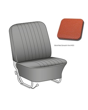 Complete Seat Cover Set in Brick Red Basket Weave and Off White Piping for Cabriolet
