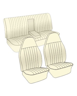 Seat Cover Set for Notch and Fastback Model with Armrest in Single color Basket Weave  fits Type 3
